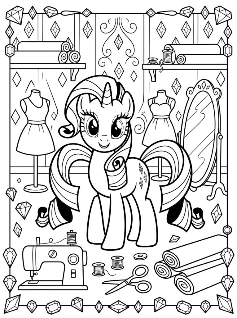 My Little Pony Rarity Kleurplaten (Gratis PDF Printables) 34 - gratis kleurplaat om te printen