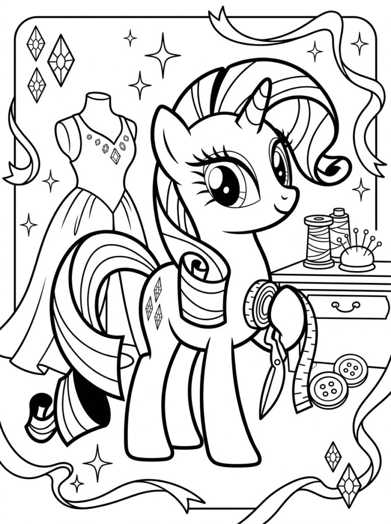 My Little Pony Rarity Kleurplaten (Gratis PDF Printables) 35 - gratis kleurplaat om te printen