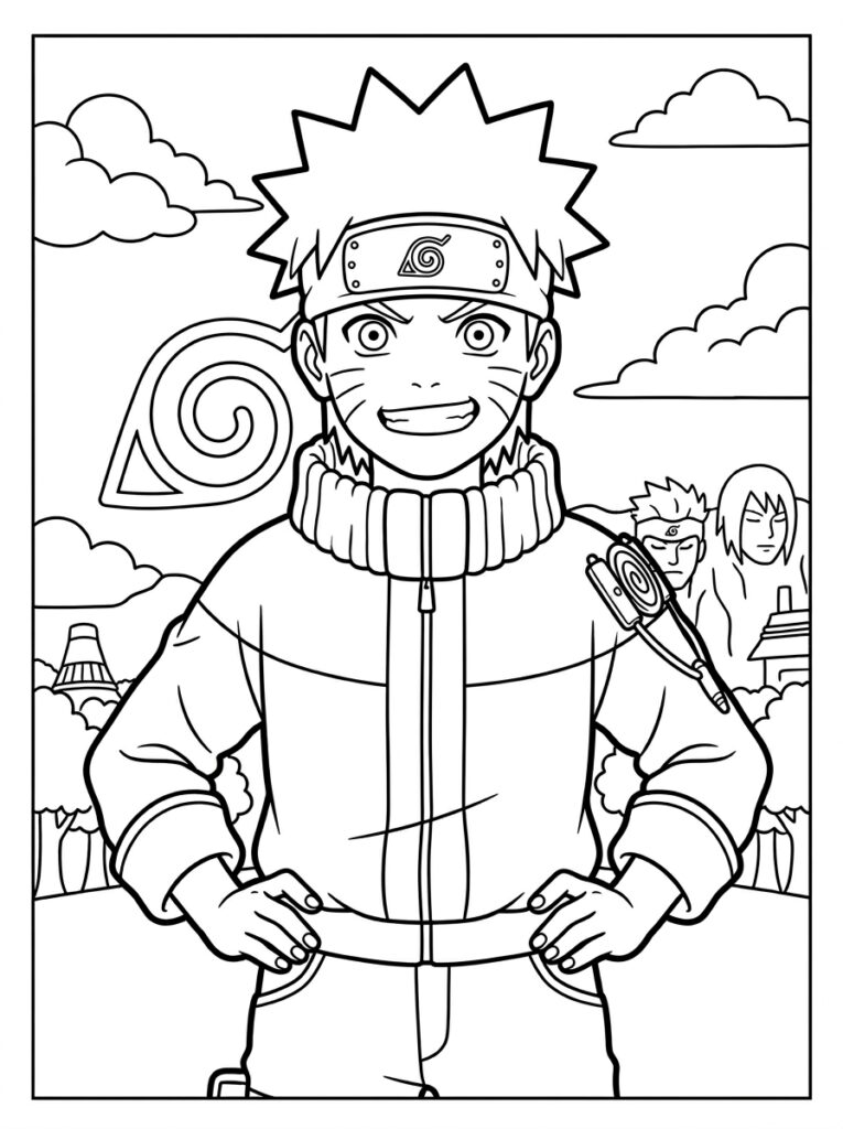 Naruto Kleurplaten (Gratis PDF Printables) 01 - gratis kleurplaat om te printen