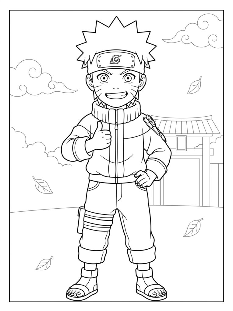 Naruto Kleurplaten (Gratis PDF Printables) 02 - gratis kleurplaat om te printen