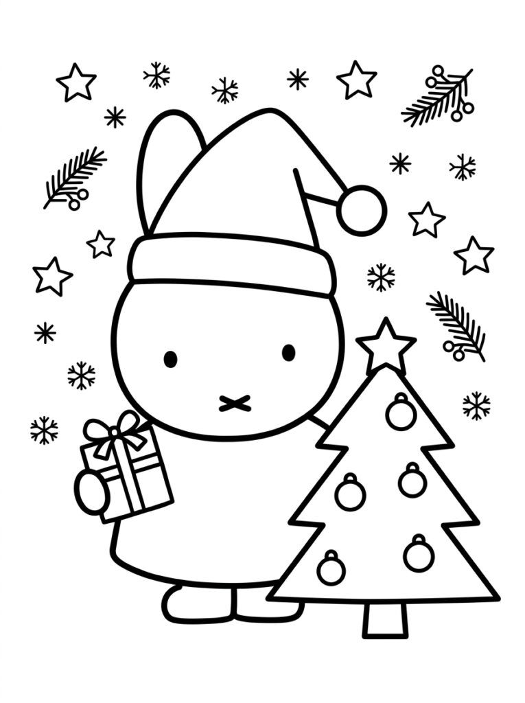 Nijntje Kerst Kleurplaten (Gratis PDF Printables) 01 - gratis kleurplaat om te printen