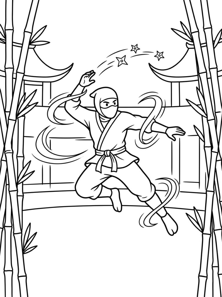 Ninja Kleurplaten (Gratis PDF Printables) 13 - gratis kleurplaat om te printen