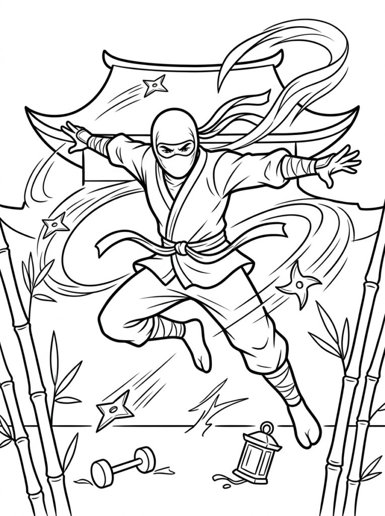Ninja Kleurplaten (Gratis PDF Printables) 26 - gratis kleurplaat om te printen