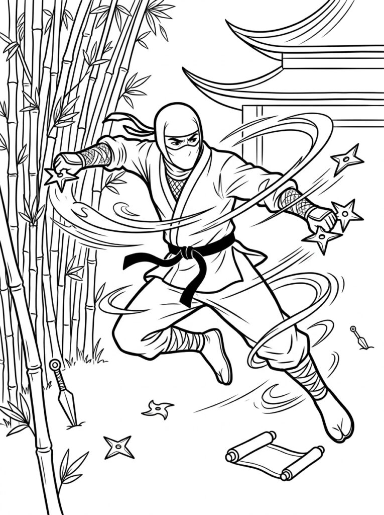 Ninja Kleurplaten (Gratis PDF Printables) 27 - gratis kleurplaat om te printen