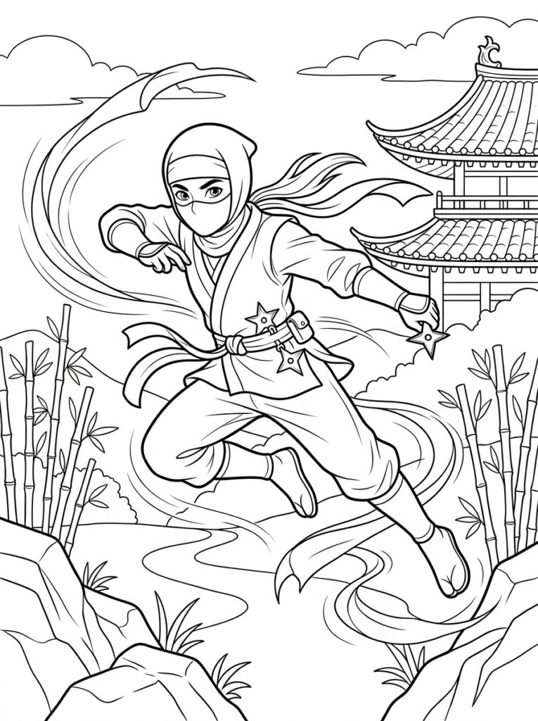 Ninja Kleurplaten (Gratis PDF Printables) 28 - gratis kleurplaat om te printen