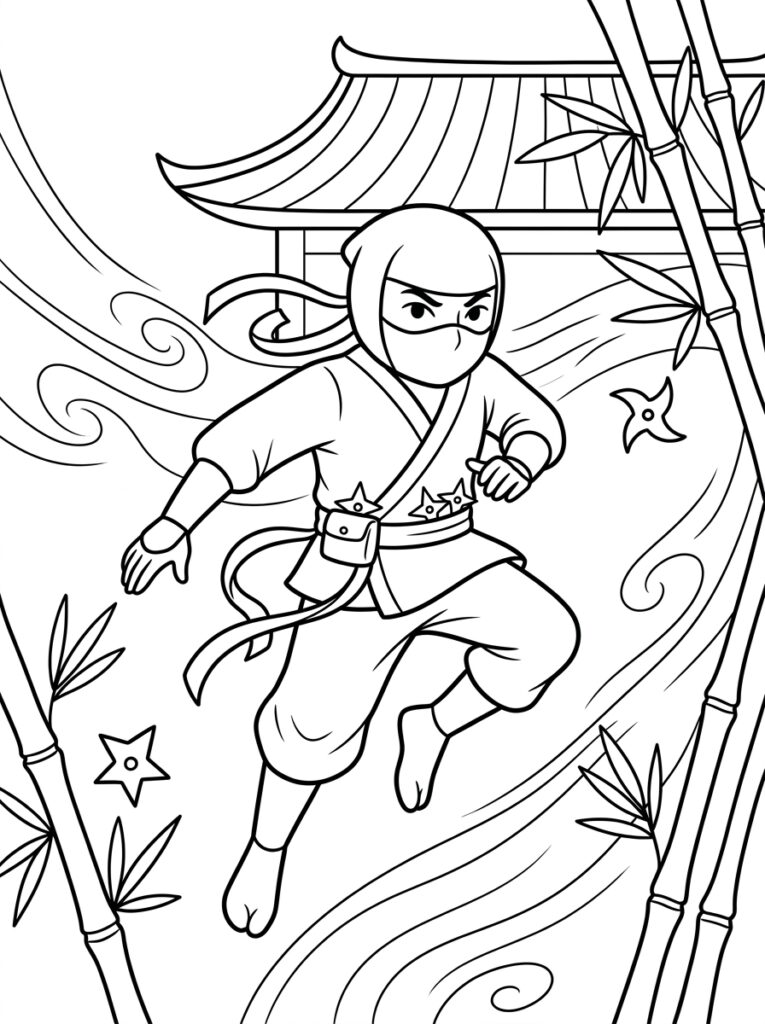 Ninja Kleurplaten (Gratis PDF Printables) 30 - gratis kleurplaat om te printen