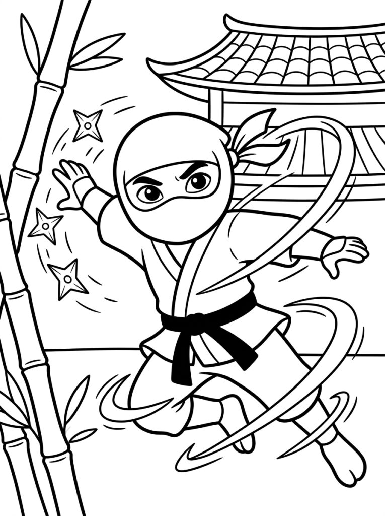 Ninja Kleurplaten (Gratis PDF Printables) 32 - gratis kleurplaat om te printen