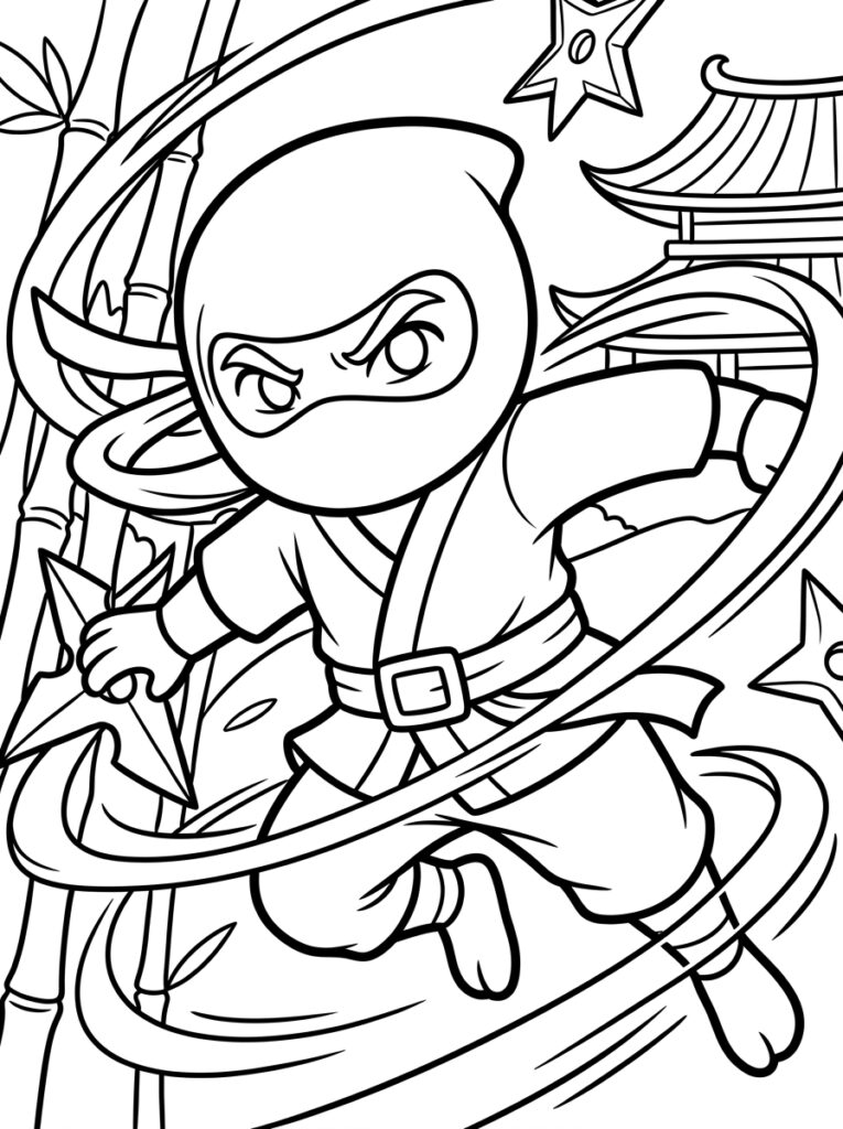 Ninja Kleurplaten (Gratis PDF Printables) 33 - gratis kleurplaat om te printen
