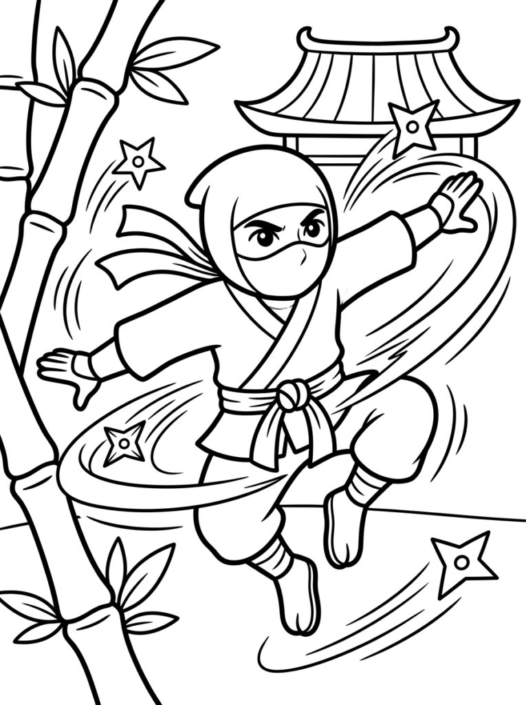 Ninja Kleurplaten (Gratis PDF Printables) 35 - gratis kleurplaat om te printen
