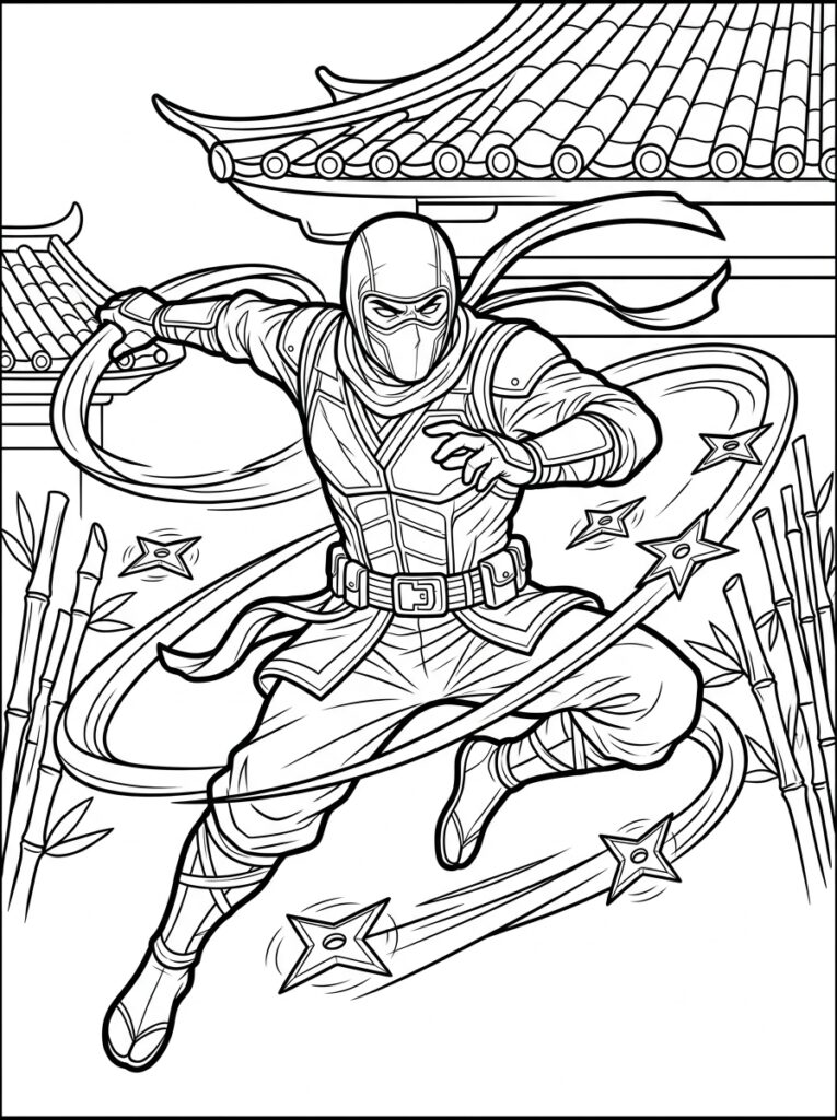 Ninja Kleurplaten (Gratis PDF Printables) 37 - gratis kleurplaat om te printen