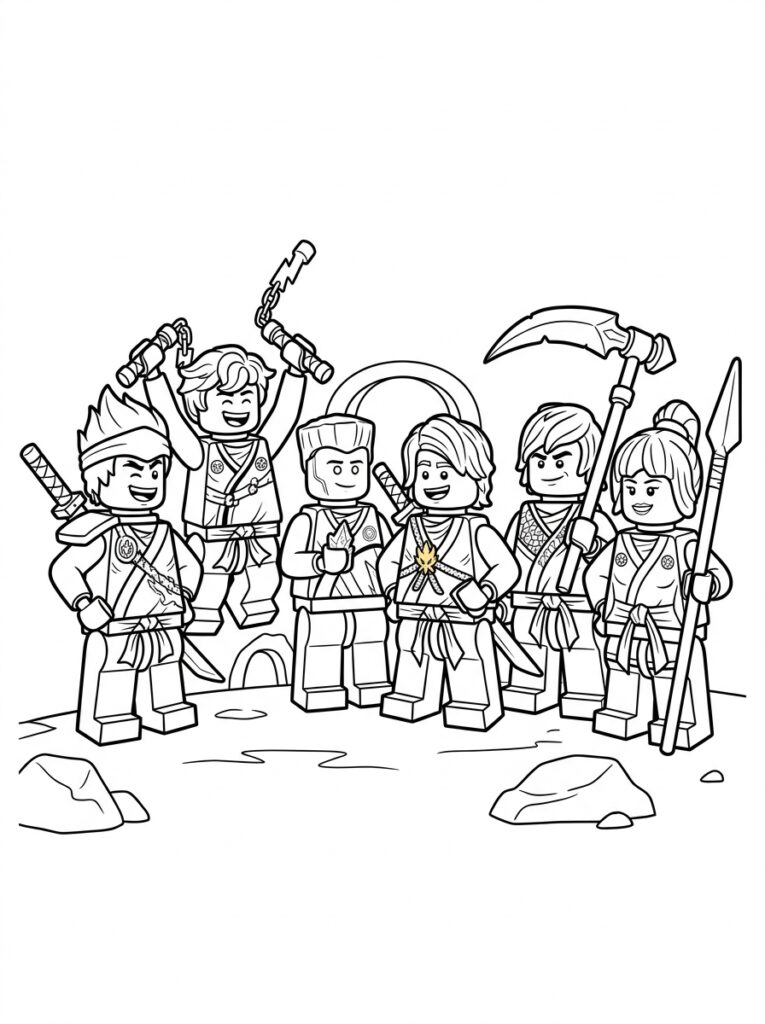 Ninjago alle ninja's Kleurplaten (Gratis PDF Printables) 28 - gratis kleurplaat om te printen