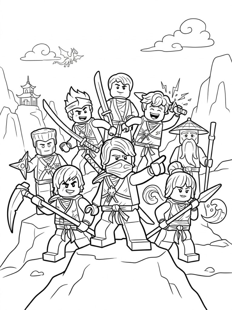 Ninjago alle ninja's Kleurplaten (Gratis PDF Printables) 29 - gratis kleurplaat om te printen