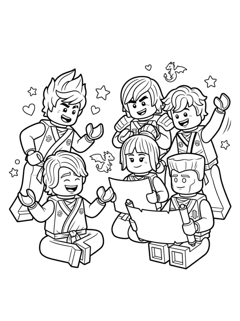 Ninjago alle ninja's Kleurplaten (Gratis PDF Printables) 30 - gratis kleurplaat om te printen