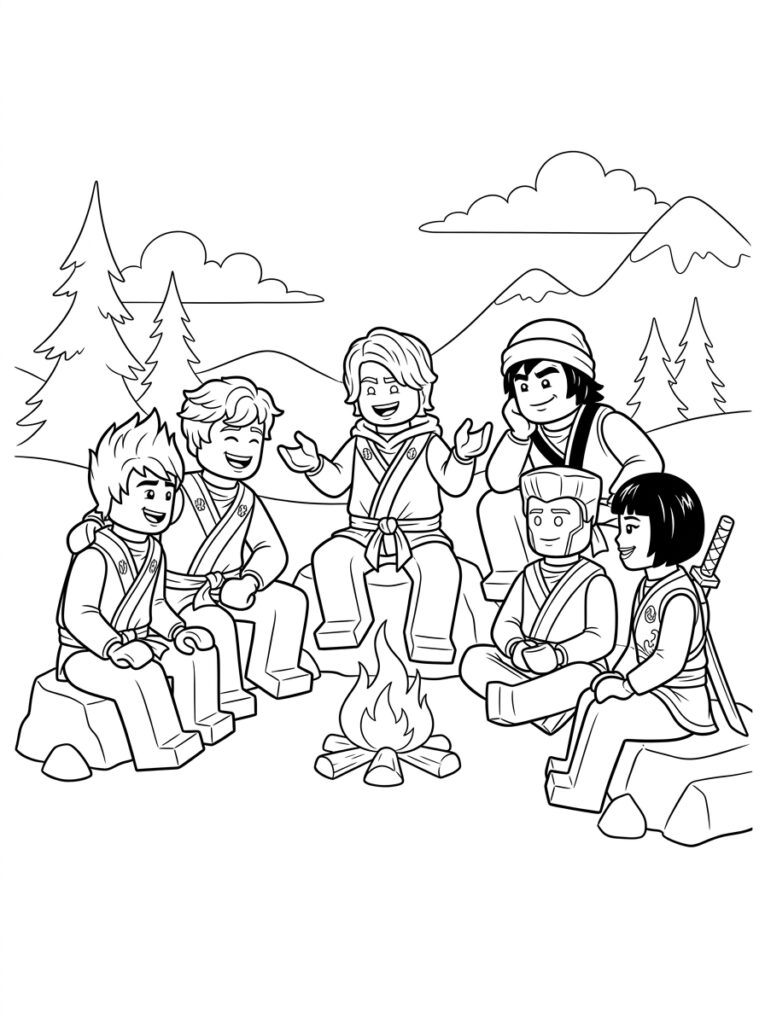Ninjago alle ninja's Kleurplaten (Gratis PDF Printables) 31 - gratis kleurplaat om te printen
