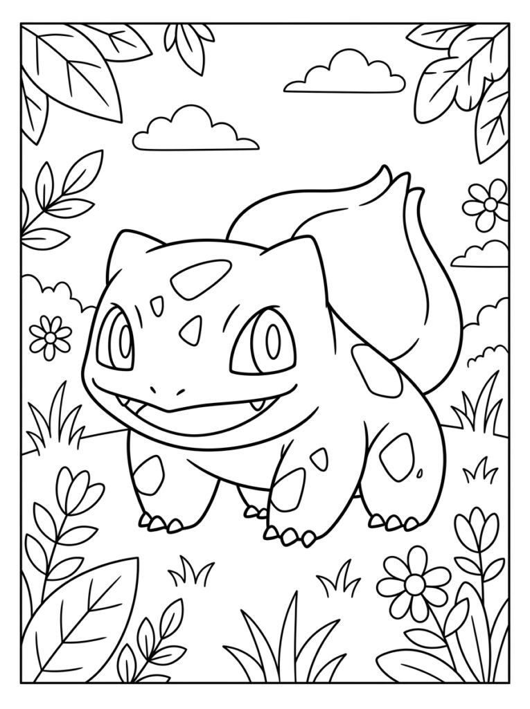 Pokemon Bulbasaur Kleurplaten (Gratis PDF Printables) 04 - gratis kleurplaat om te printen