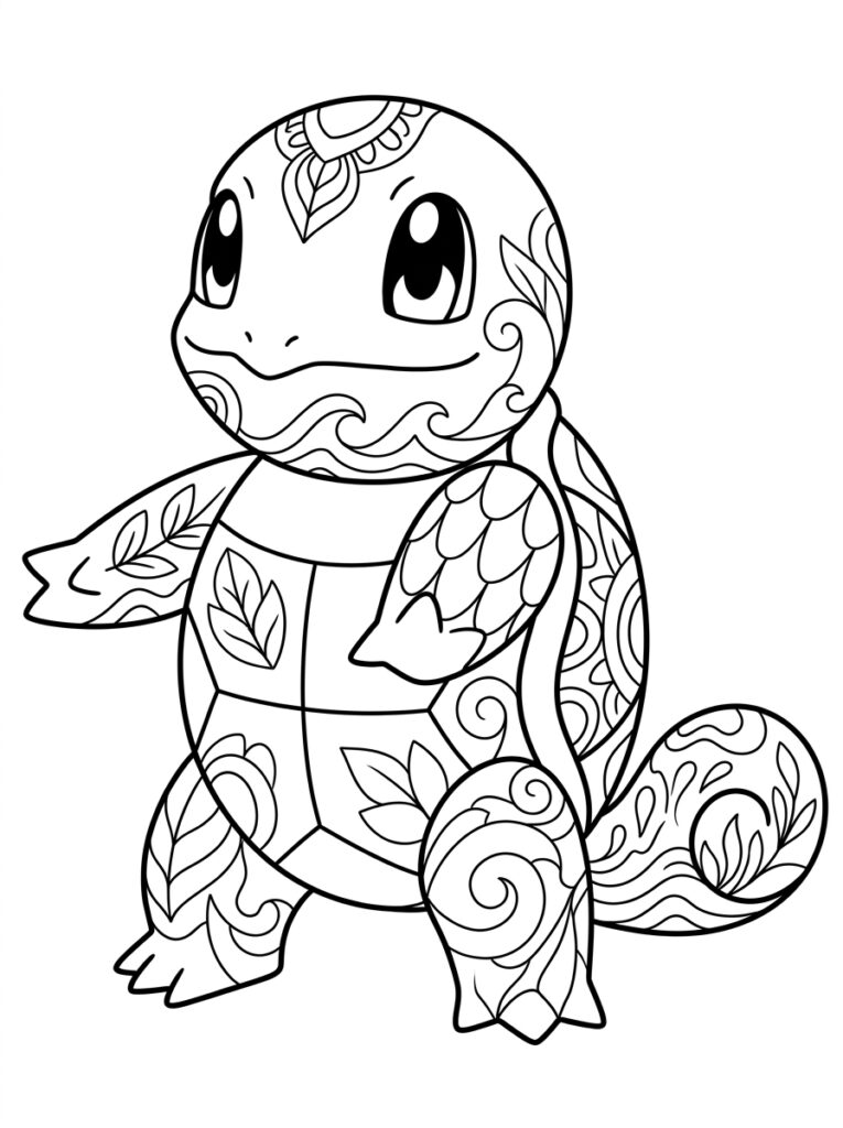 Pokemon Squirtle Kleurplaten (Gratis PDF Printables) 01 - gratis kleurplaat om te printen