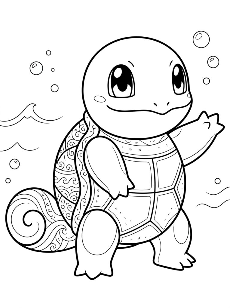 Pokemon Squirtle Kleurplaten (Gratis PDF Printables) 02 - gratis kleurplaat om te printen