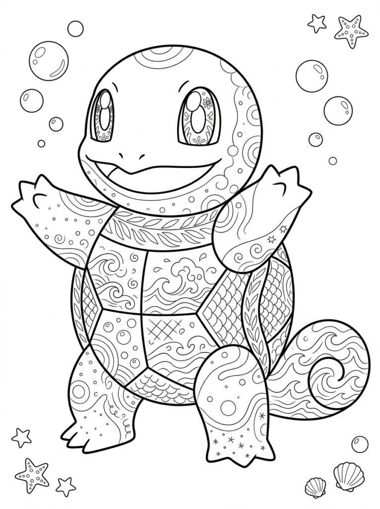 Pokemon Squirtle Kleurplaten (Gratis PDF Printables) 03 - gratis kleurplaat om te printen