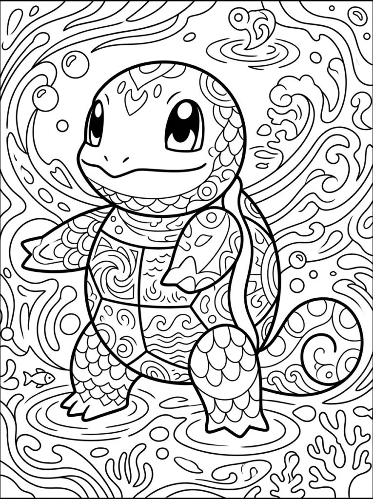 Pokemon Squirtle Kleurplaten (Gratis PDF Printables) 04 - gratis kleurplaat om te printen