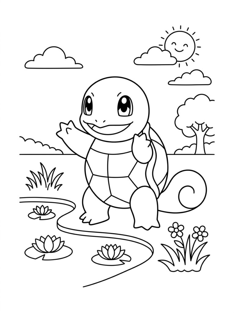 Pokemon Squirtle Kleurplaten (Gratis PDF Printables) 05 - gratis kleurplaat om te printen