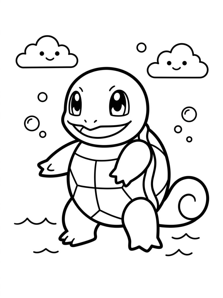 Pokemon Squirtle Kleurplaten (Gratis PDF Printables) 07 - gratis kleurplaat om te printen