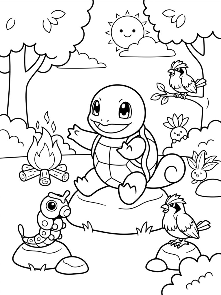 Pokemon Squirtle Kleurplaten (Gratis PDF Printables) 20 - gratis kleurplaat om te printen
