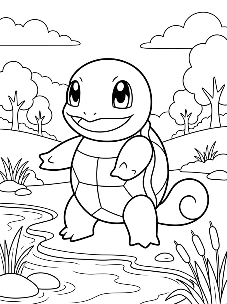Pokemon Squirtle Kleurplaten (Gratis PDF Printables) 25 - gratis kleurplaat om te printen