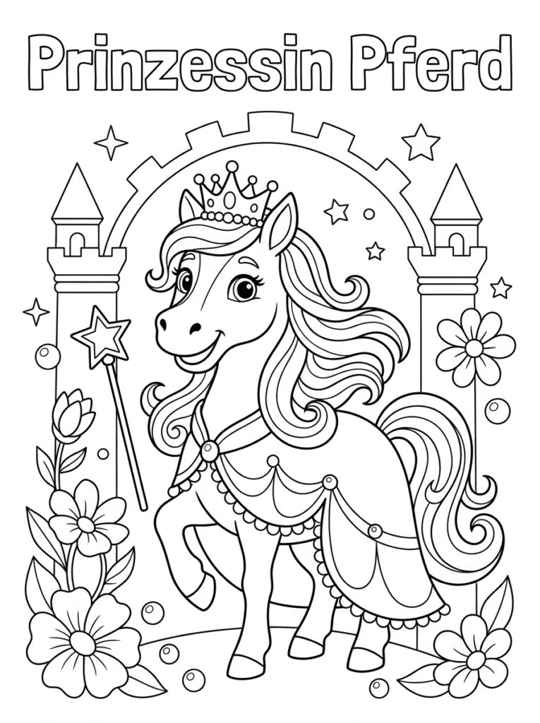 Prinses paard Kleurplaten (Gratis PDF Printables) 13 - gratis kleurplaat om te printen