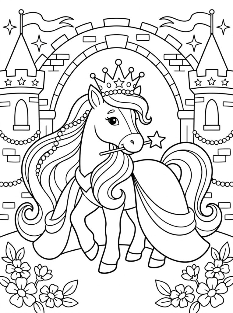 Prinses paard Kleurplaten (Gratis PDF Printables) 17 - gratis kleurplaat om te printen