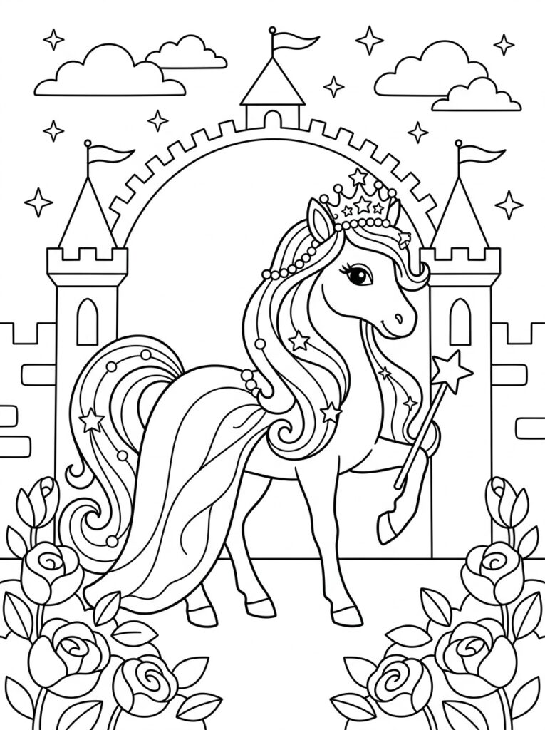 Prinses paard Kleurplaten (Gratis PDF Printables) 18 - gratis kleurplaat om te printen
