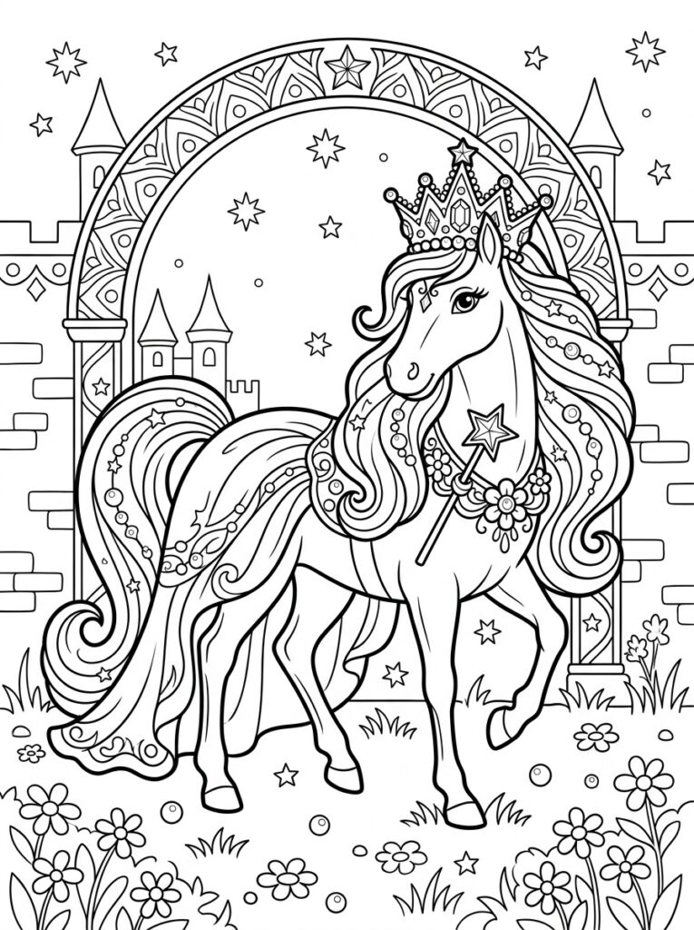 Prinses paard Kleurplaten (Gratis PDF Printables) 26 - gratis kleurplaat om te printen