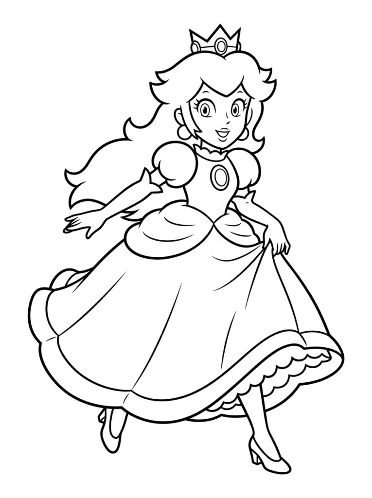 Prinses Peach Kleurplaten (Gratis PDF Printables) 16 - gratis kleurplaat om te printen