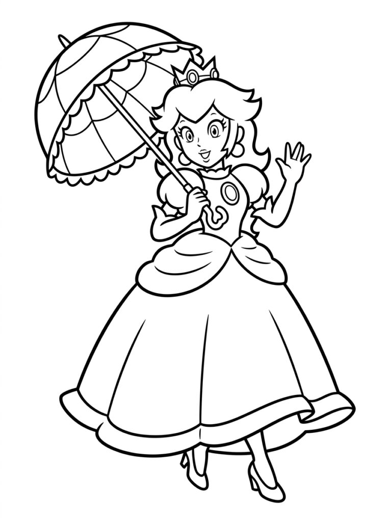 Prinses Peach Kleurplaten (Gratis PDF Printables) 17 - gratis kleurplaat om te printen