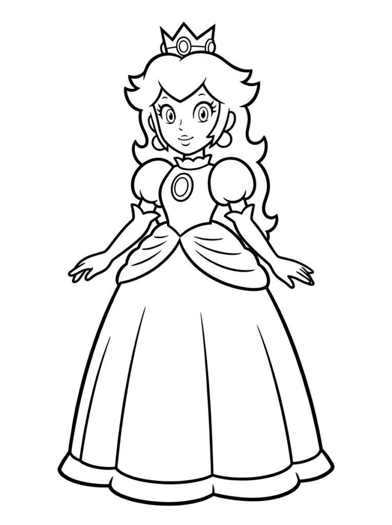 Prinses Peach Kleurplaten (Gratis PDF Printables) 22 - gratis kleurplaat om te printen