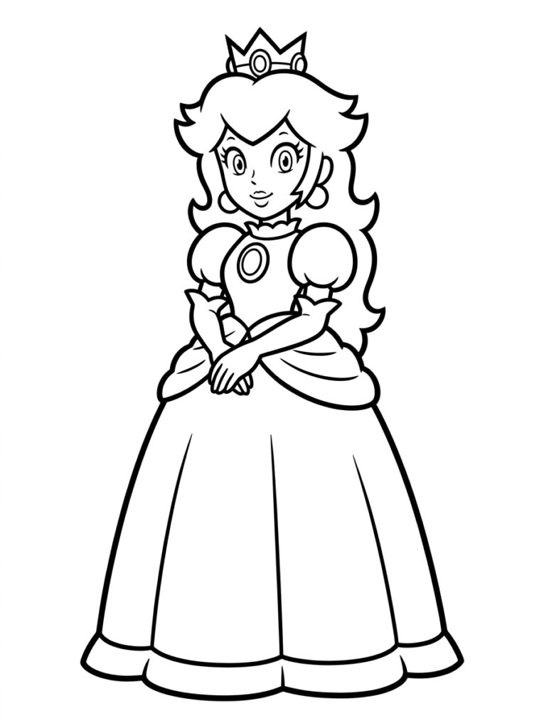 Prinses Peach Kleurplaten (Gratis PDF Printables) 24 - gratis kleurplaat om te printen