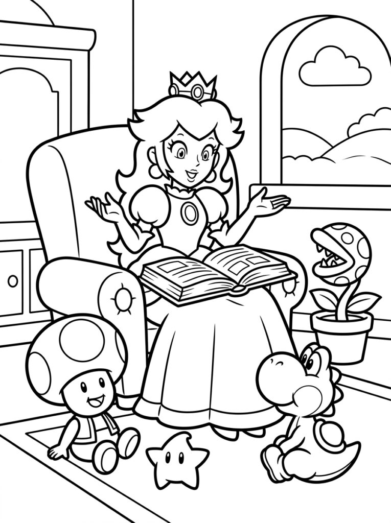 Prinses Peach Kleurplaten (Gratis PDF Printables) 27 - gratis kleurplaat om te printen