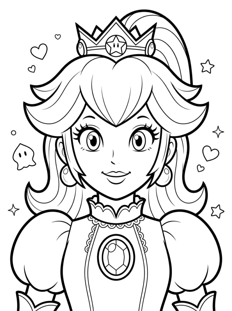 Prinses Peach Kleurplaten (Gratis PDF Printables) 28 - gratis kleurplaat om te printen