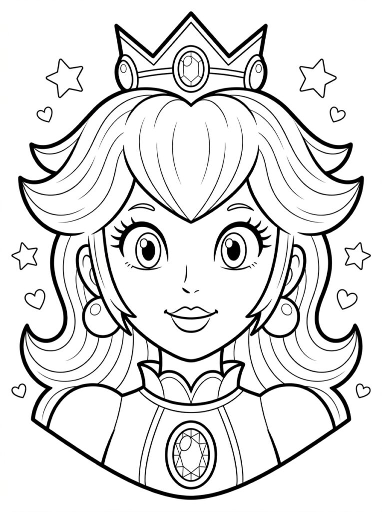 Prinses Peach Kleurplaten (Gratis PDF Printables) 29 - gratis kleurplaat om te printen