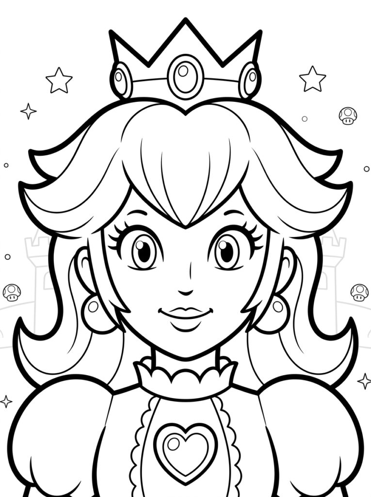 Prinses Peach Kleurplaten (Gratis PDF Printables) 30 - gratis kleurplaat om te printen