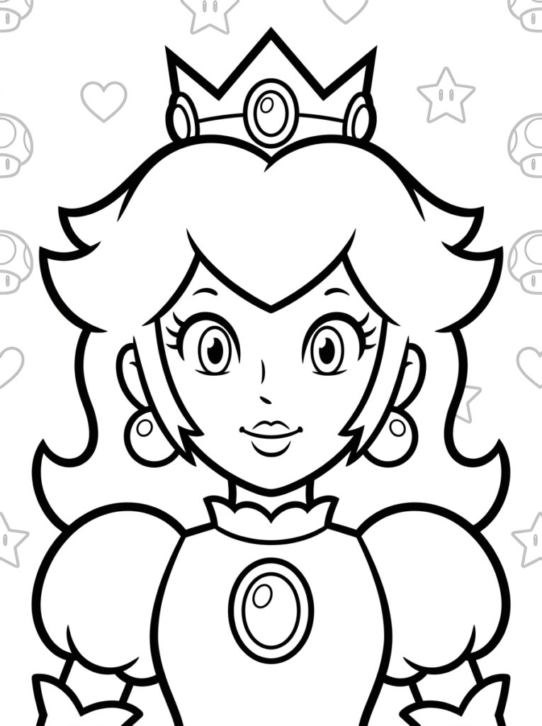Prinses Peach Kleurplaten (Gratis PDF Printables) 31 - gratis kleurplaat om te printen