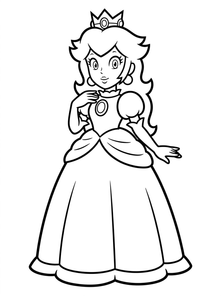 Prinses Peach Kleurplaten (Gratis PDF Printables) 33 - gratis kleurplaat om te printen