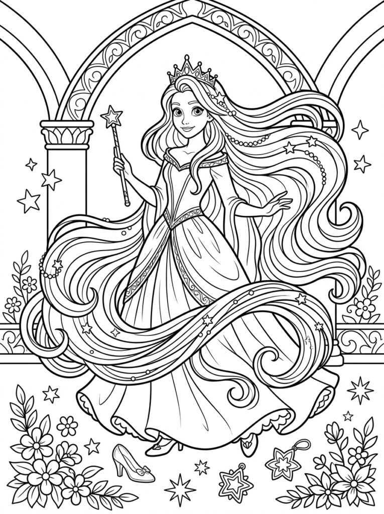 Rapunzel Kleurplaten (Gratis PDF Printables) 22 - gratis kleurplaat om te printen