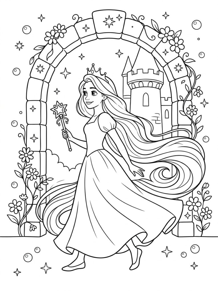 Rapunzel Kleurplaten (Gratis PDF Printables) 26 - gratis kleurplaat om te printen