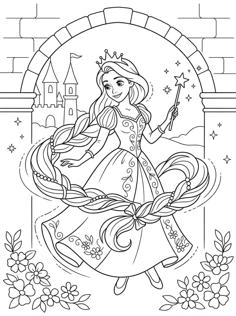 Rapunzel Kleurplaten (Gratis PDF Printables) 27 - gratis kleurplaat om te printen
