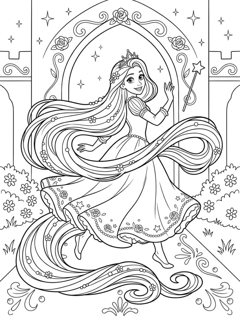 Rapunzel Kleurplaten (Gratis PDF Printables) 28 - gratis kleurplaat om te printen