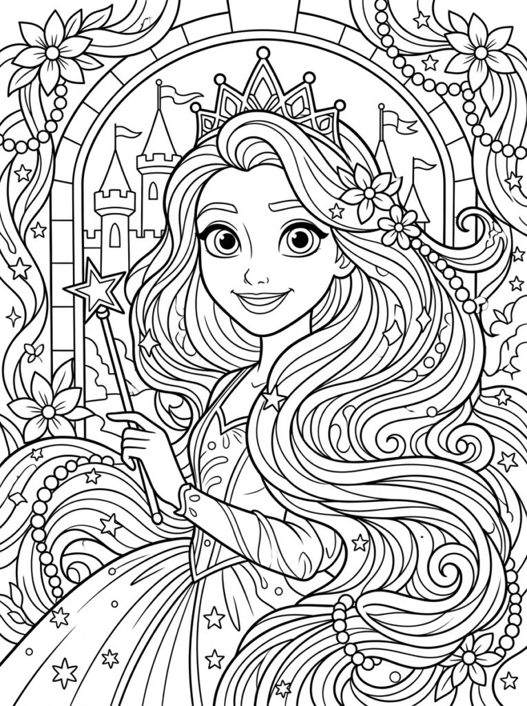 Rapunzel Kleurplaten (Gratis PDF Printables) 29 - gratis kleurplaat om te printen