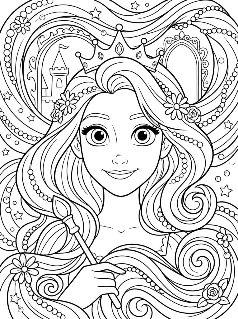 Rapunzel Kleurplaten (Gratis PDF Printables) 30 - gratis kleurplaat om te printen