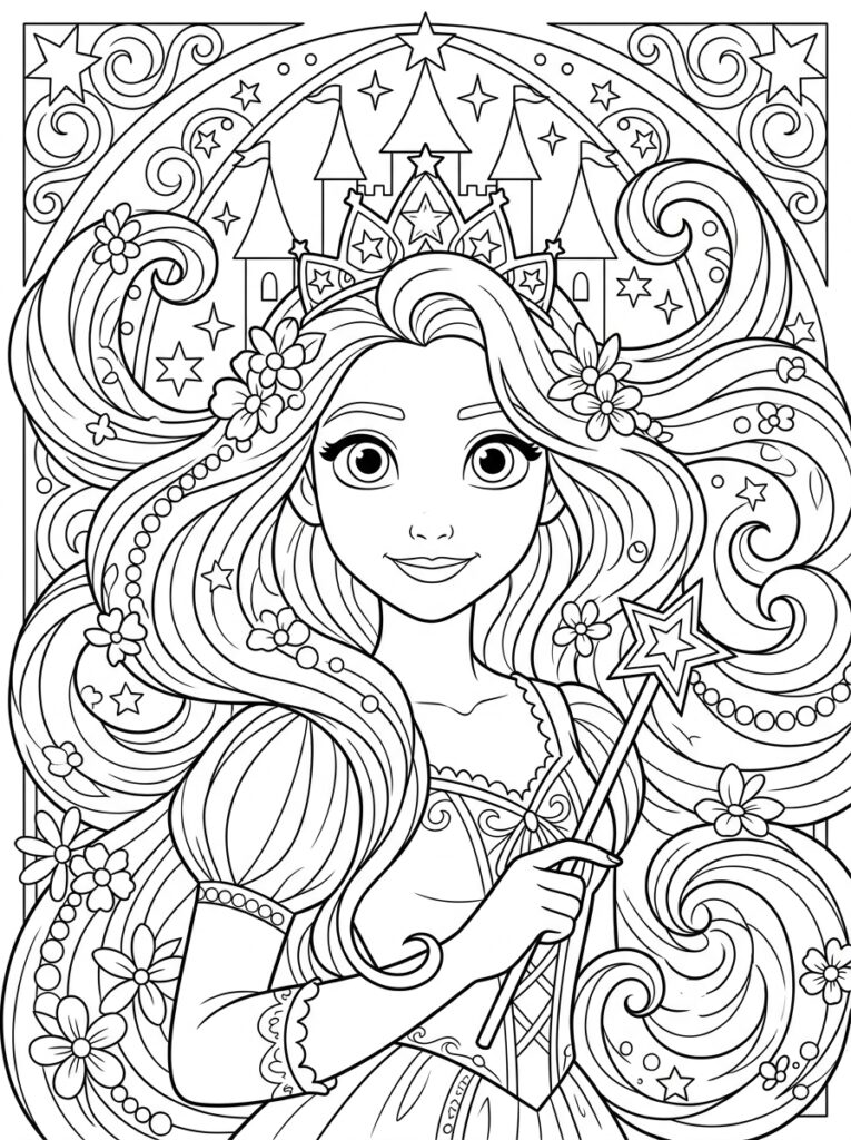 Rapunzel Kleurplaten (Gratis PDF Printables) 32 - gratis kleurplaat om te printen
