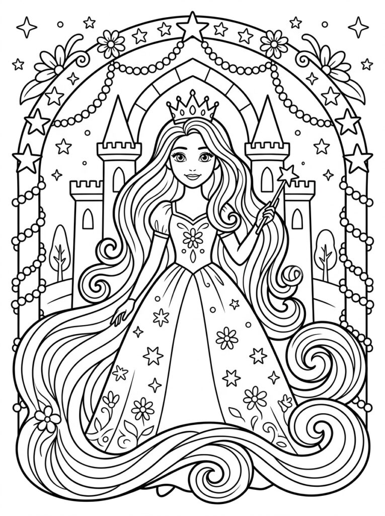 Rapunzel Kleurplaten (Gratis PDF Printables) 36 - gratis kleurplaat om te printen