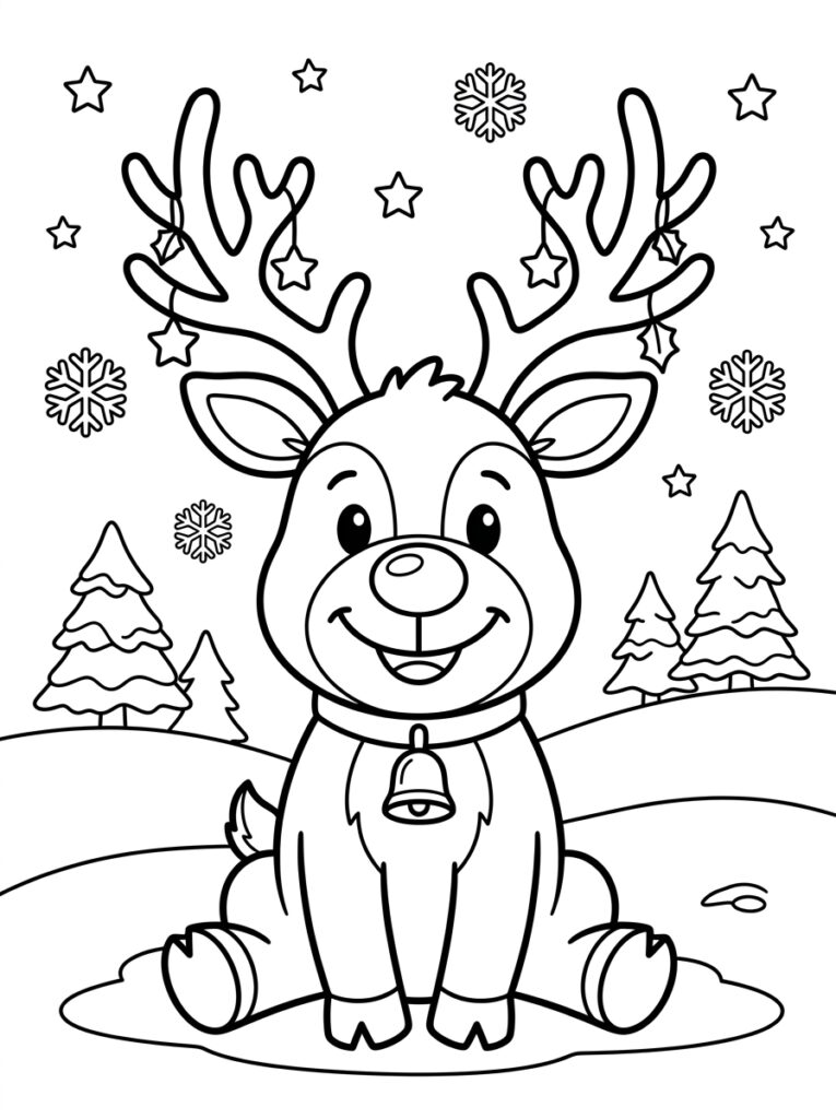 Rendier Rudolf Kleurplaten (Gratis PDF Printables) 08 - gratis kleurplaat om te printen